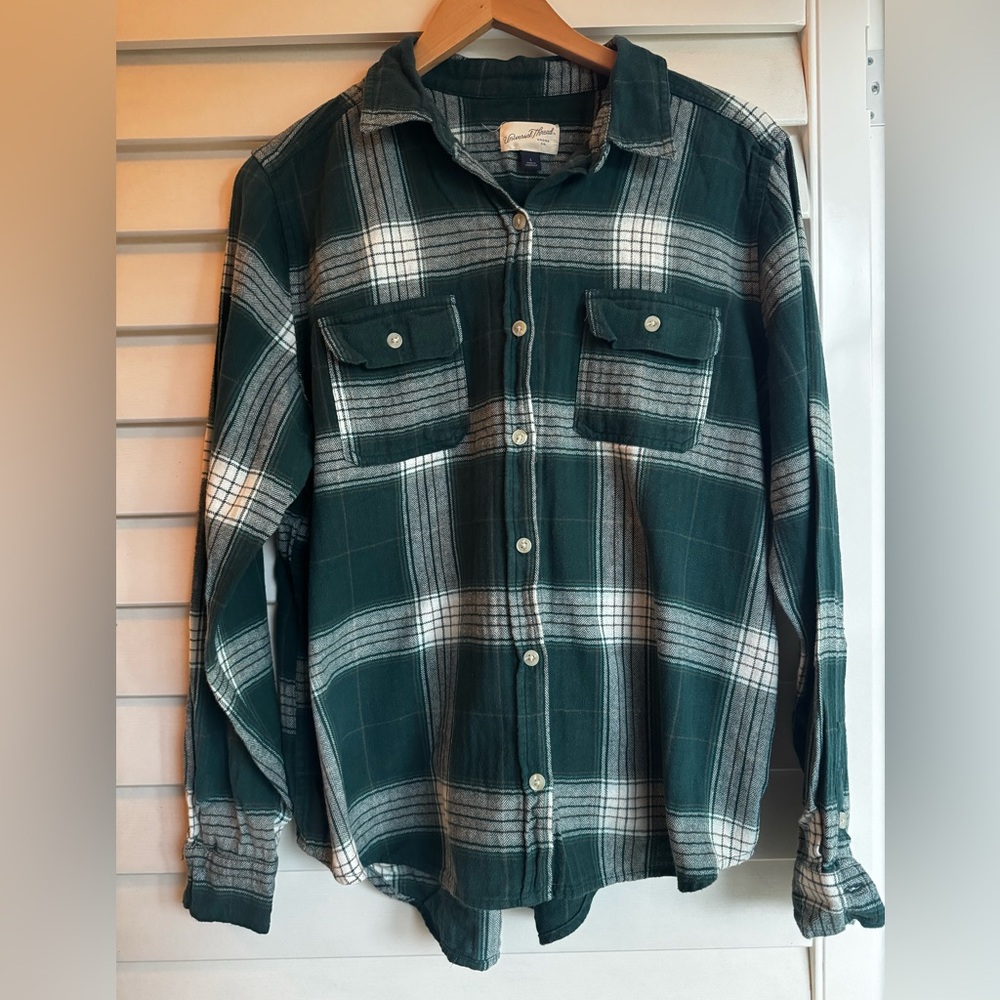 Universal Thread Teal flannel Plaid Shirt sz large